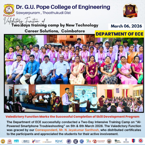 ECE Department Concludes Two-Day Training Camp with Valedictory Function